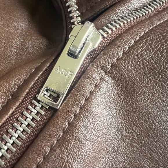 NWT Abercrombie & Fitch Vegan Leather Biker Moto Jacket Chocolate Brown Large - Picture 7 of 17